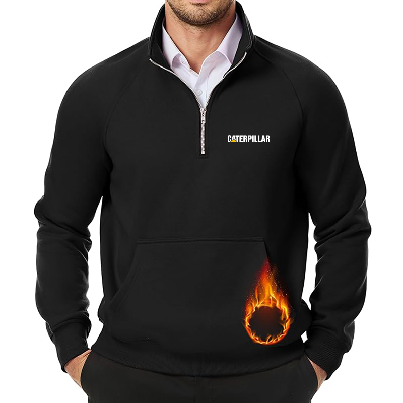 Men's Caterpillar JMIERR  Quarter Zip Pullover Heavy Sweatshirts Warm Fleece Sweatshirt Polo