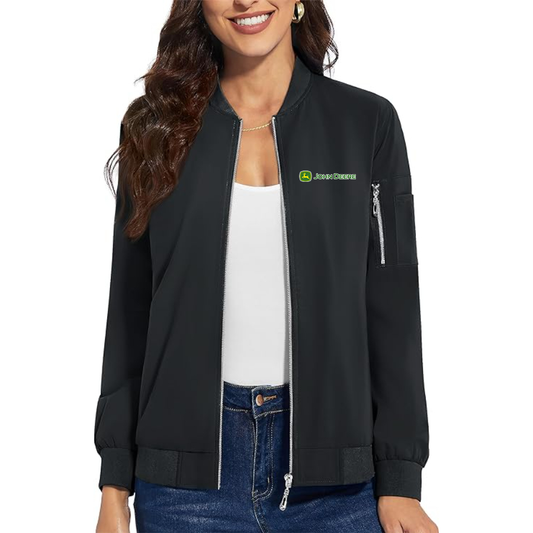 Women's  John Deere Premium Bomber Jacket with Polished Detailing and Functional Sleeve Pocket Modern Luxury Outerwear