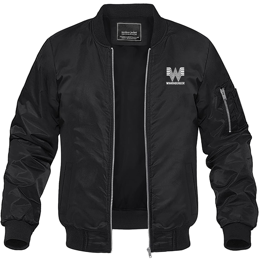 Men's What A Burger Lightweight Bomber Jacket Windbreaker Casual Fall Spring Outdoor Coat