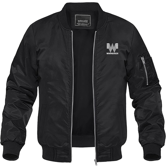 Men's What A Burger Lightweight Bomber Jacket Windbreaker Casual Fall Spring Outdoor Coat