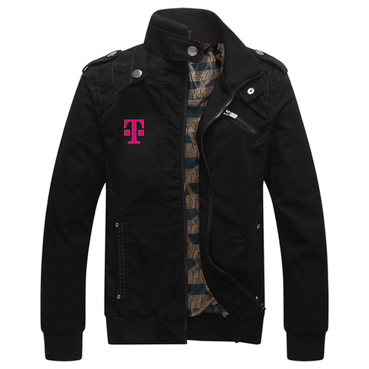 Men's T-Mobile Dwar Casual Washed Cotton Military Outdoor Jackets with Shoulder Straps