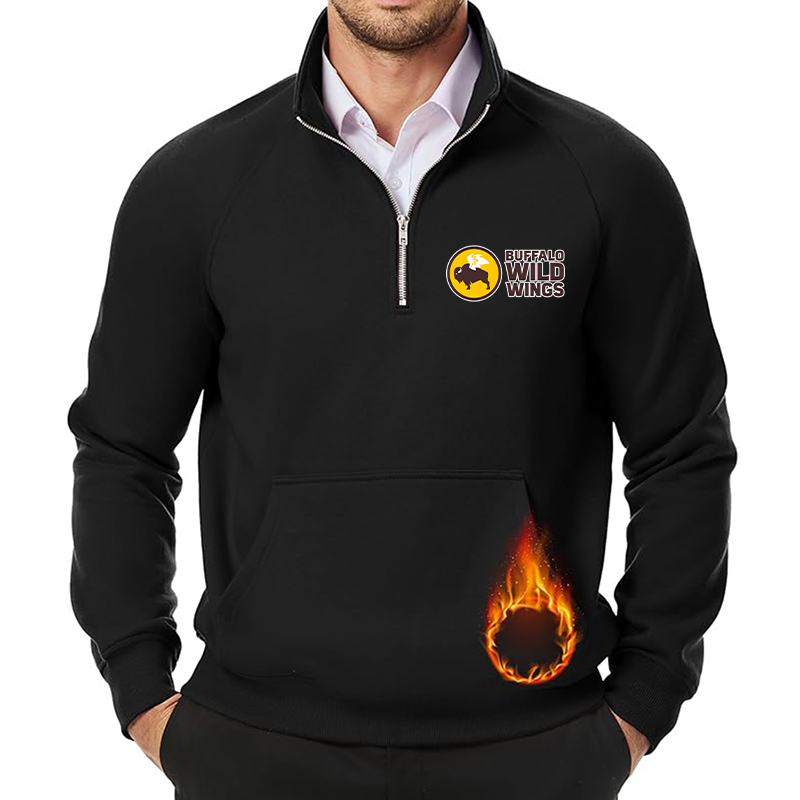 Men's Buffalo Wild Wings JMIERR  Quarter Zip Pullover Heavy Sweatshirts Warm Fleece Sweatshirt Polo