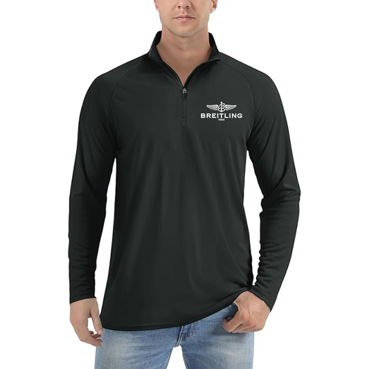 Men's Breitling  Lightweight Quarter-Zip Athletic Shirt Long Sleeve Performance Wear