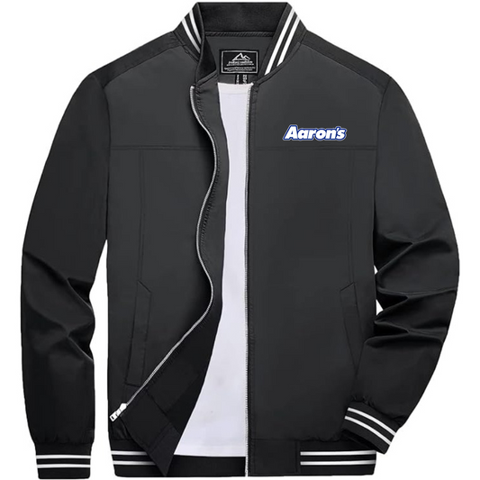 Men's Aarons Lightweight Zip-Up Bomber Jacket with Ribbed Collar and Cuffs Versatile Casual Outerwear