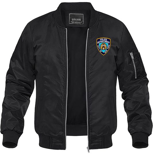 Men's NYPD Lightweight Bomber Jacket Windbreaker Casual Fall Spring Outdoor Coat