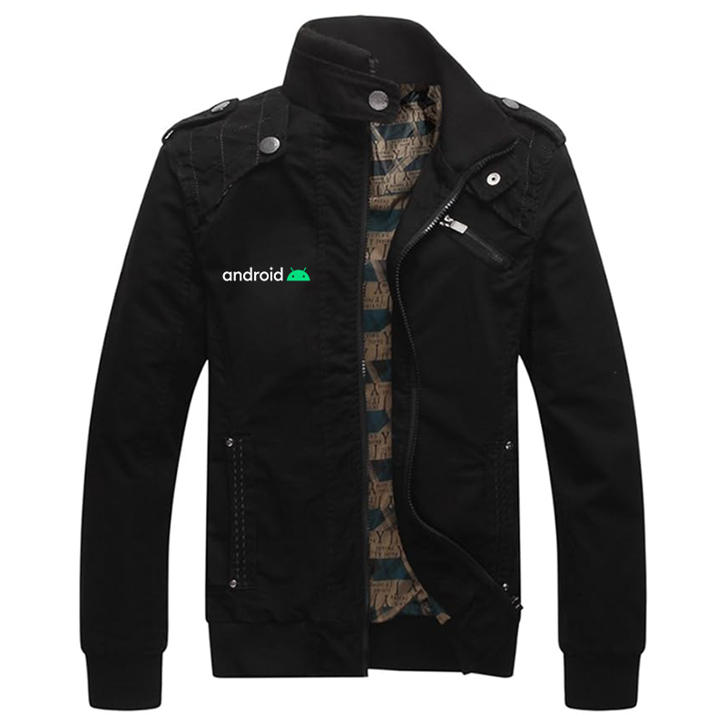 Men's Android  Dwar Casual Washed Cotton Military Outdoor Jackets with Shoulder Straps