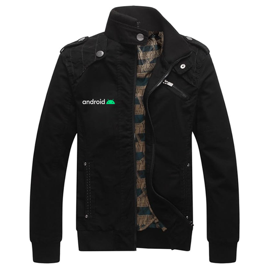 Men's Android  Dwar Casual Washed Cotton Military Outdoor Jackets with Shoulder Straps