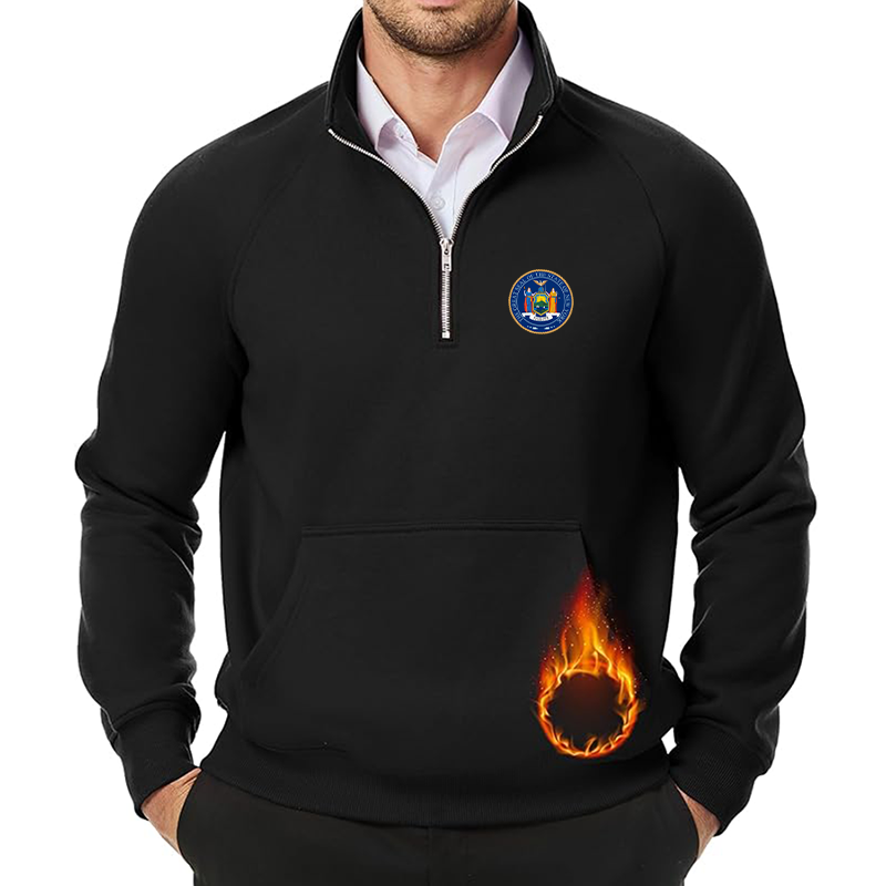 Men's New York  JMIERR  Quarter Zip Pullover Heavy Sweatshirts Warm Fleece Sweatshirt Polo