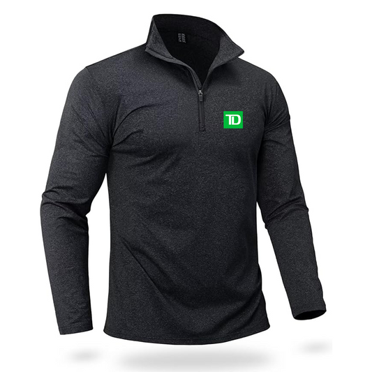 Men's TD Bank Quarter Zip Pullover Premium Fleece Lined Heather Long Sleeve Golf Shirts Midweight 1/4 Half Zip Sweatshirts