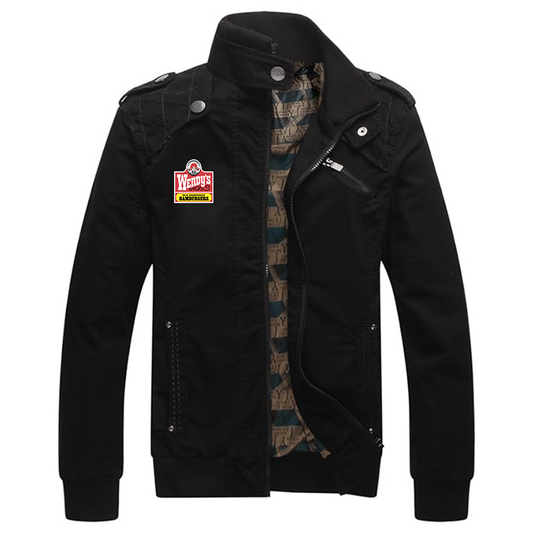 Men's Wendy's  Dwar Casual Washed Cotton Military Outdoor Jackets with Shoulder Straps