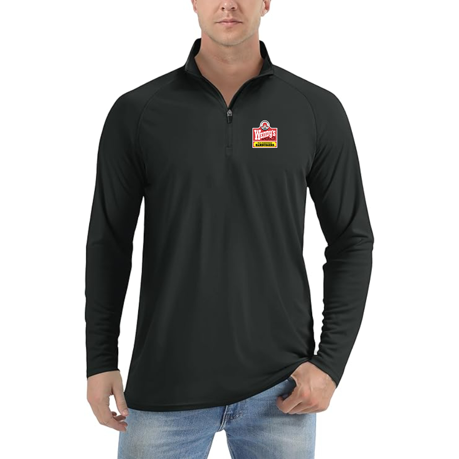 Men's Wendy's Lightweight Quarter-Zip Athletic Shirt Long Sleeve Performance Wear