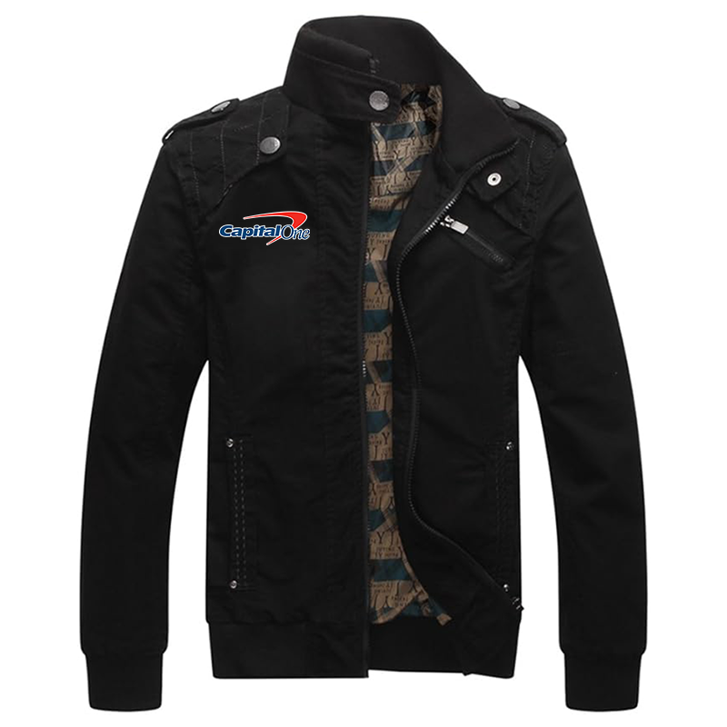 Men's Capital One Dwar Casual Washed Cotton Military Outdoor Jackets with Shoulder Straps