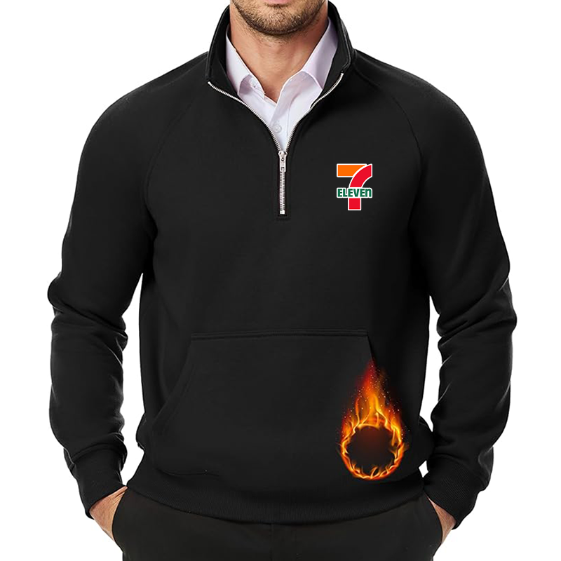 Men's 7-Eleven JMIERR  Quarter Zip Pullover Heavy Sweatshirts Warm Fleece Sweatshirt Polo