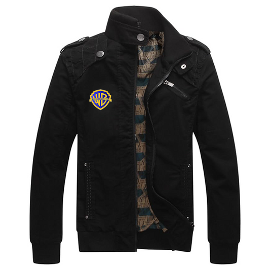 Men's Warner Bros Dwar Casual Washed Cotton Military Outdoor Jackets with Shoulder Straps