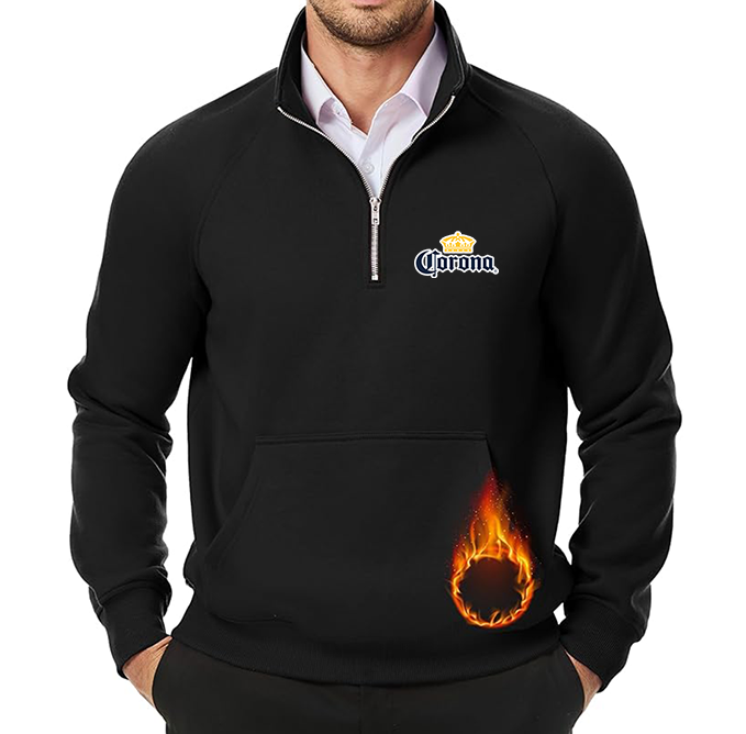 Men's Corona JMIERR  Quarter Zip Pullover Heavy Sweatshirts Warm Fleece Sweatshirt Polo