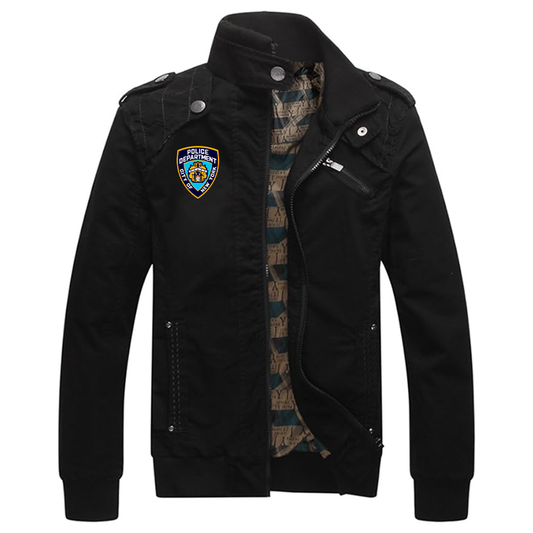 Men's NYPD Dwar Casual Washed Cotton Military Outdoor Jackets with Shoulder Straps