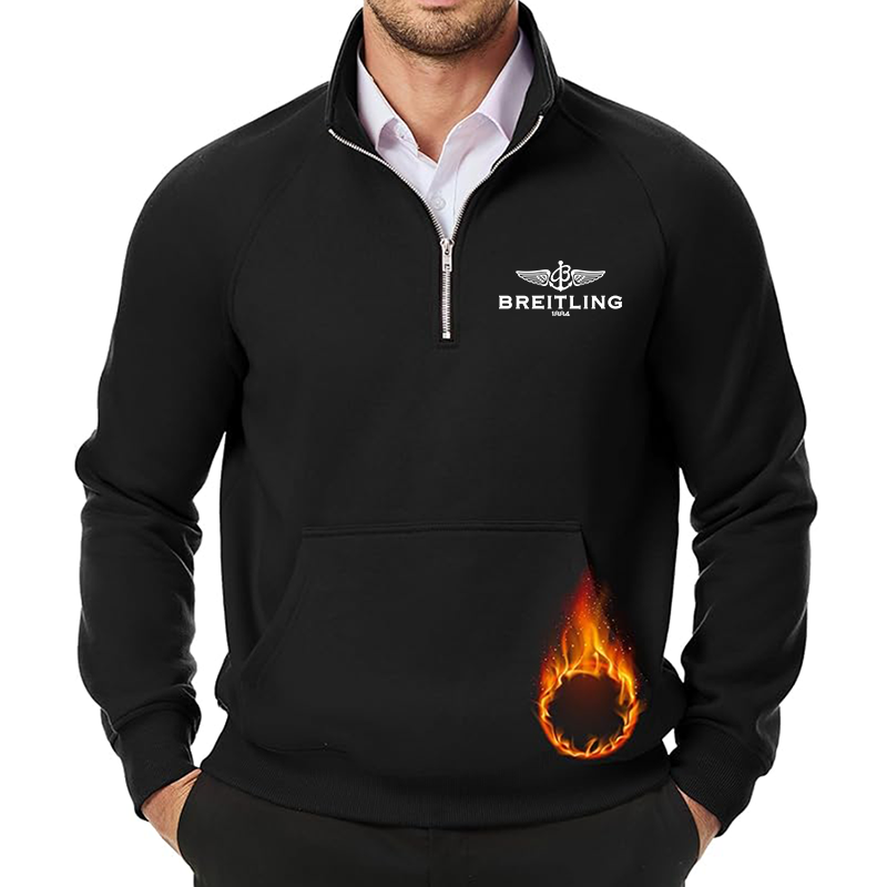 Men's Breitling  JMIERR  Quarter Zip Pullover Heavy Sweatshirts Warm Fleece Sweatshirt Polo