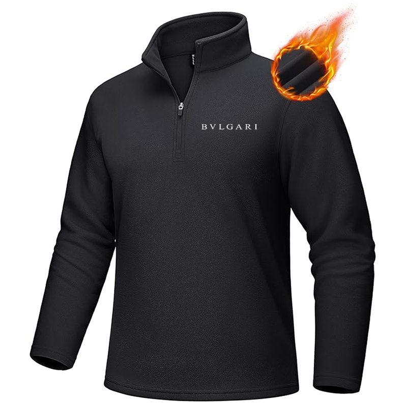 Men's BVLGARI MAGCOMSEN Quarter-Zip Pullover Polar Fleece Sweatshirt Stand Collar Long Sleeve Shirt for Men Thermal Winter Fall