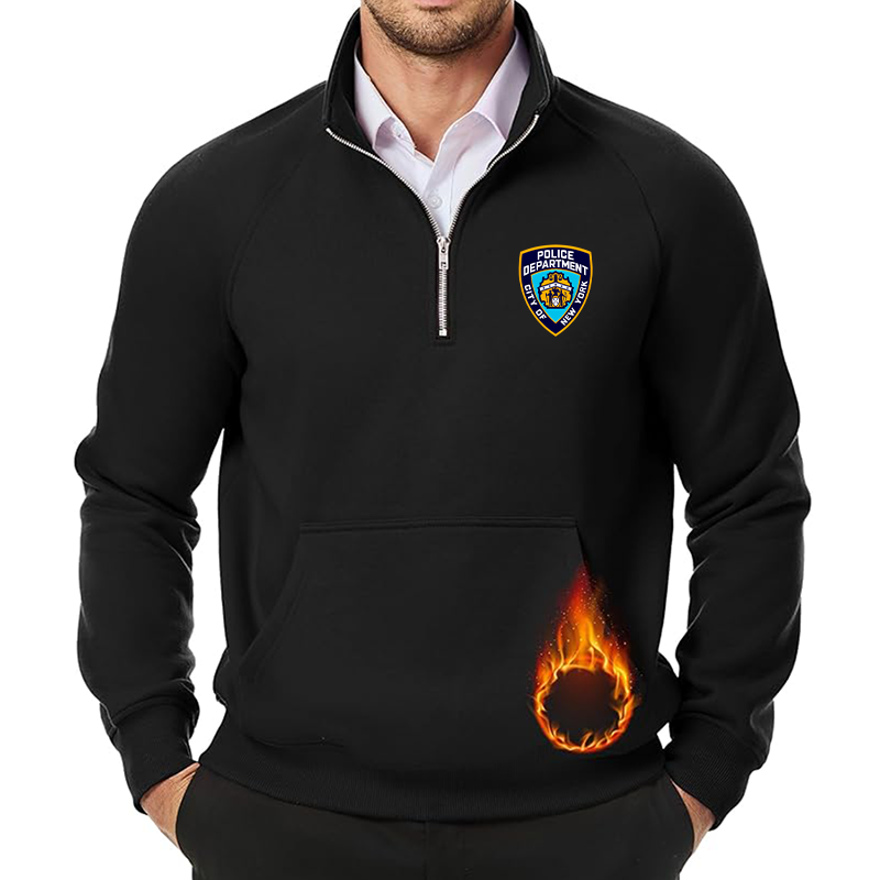 Men's NYPD JMIERR  Quarter Zip Pullover Heavy Sweatshirts Warm Fleece Sweatshirt Polo