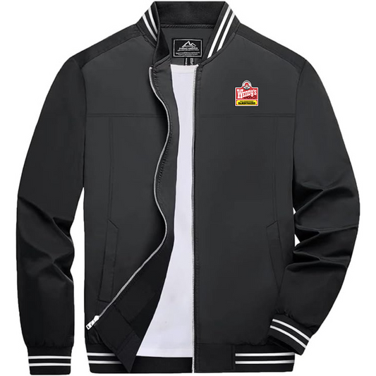 Men's Wendy's Lightweight Zip-Up Bomber Jacket with Ribbed Collar and Cuffs Versatile Casual Outerwear