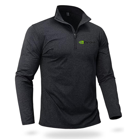 Men's NVIDIA  Quarter Zip Pullover Premium Fleece Lined Heather Long Sleeve Golf Shirts Midweight 1/4 Half Zip Sweatshirts