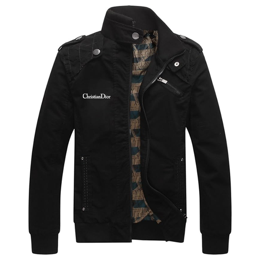 Men's Dior Dwar Casual Washed Cotton Military Outdoor Jackets with Shoulder Straps
