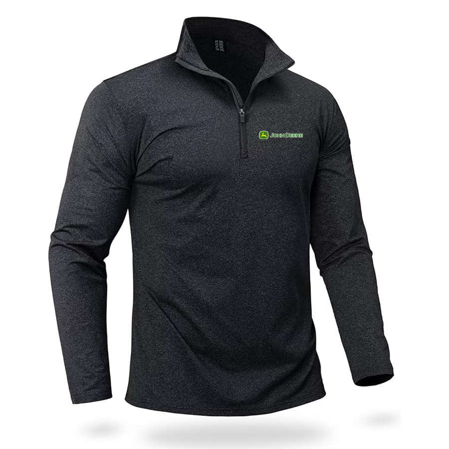 Men's John Deere Quarter Zip Pullover Premium Fleece Lined Heather Long Sleeve Golf Shirts Midweight 1/4 Half Zip Sweatshirts