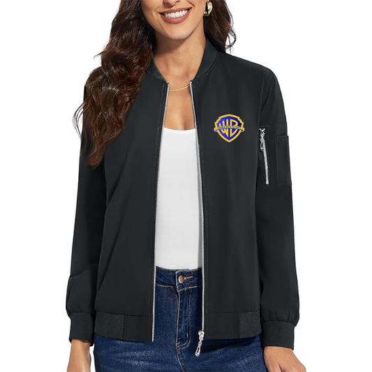 Women's  Warner Bros  Premium Bomber Jacket with Polished Detailing and Functional Sleeve Pocket Modern Luxury Outerwear