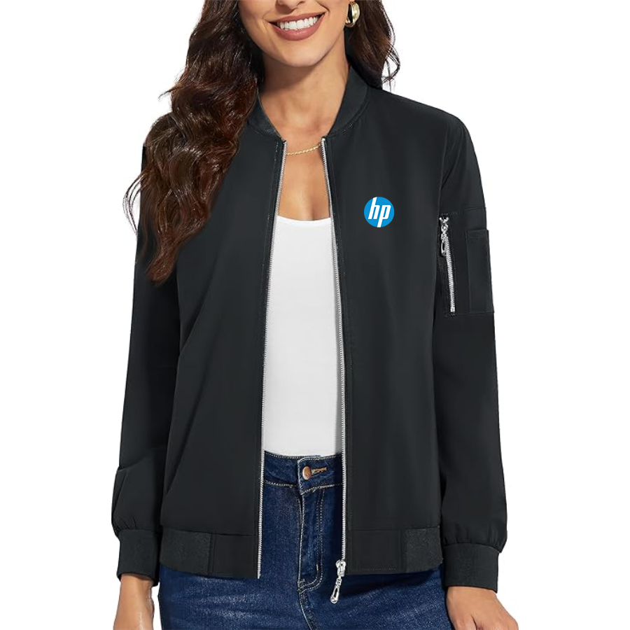 Women's hp Premium Bomber Jacket with Polished Detailing and Functional Sleeve Pocket Modern Luxury Outerwear