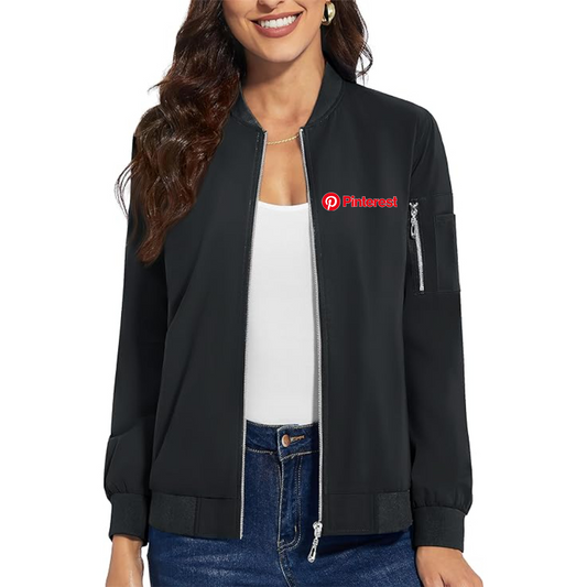Women's Pinterest Premium Bomber Jacket with Polished Detailing and Functional Sleeve Pocket Modern Luxury Outerwear