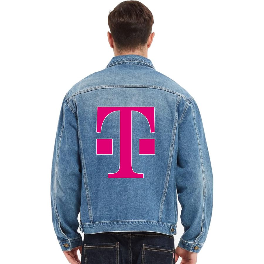 Men's T-Mobile Vintage Distressed Denim Jacket Stylish Casual Jean Outerwear