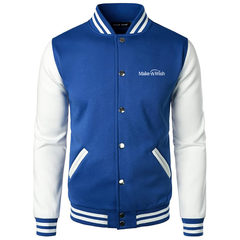 Men's Make-A-Wish  Varsity Baseball Jacket Cotton Blend Letterman Jackets