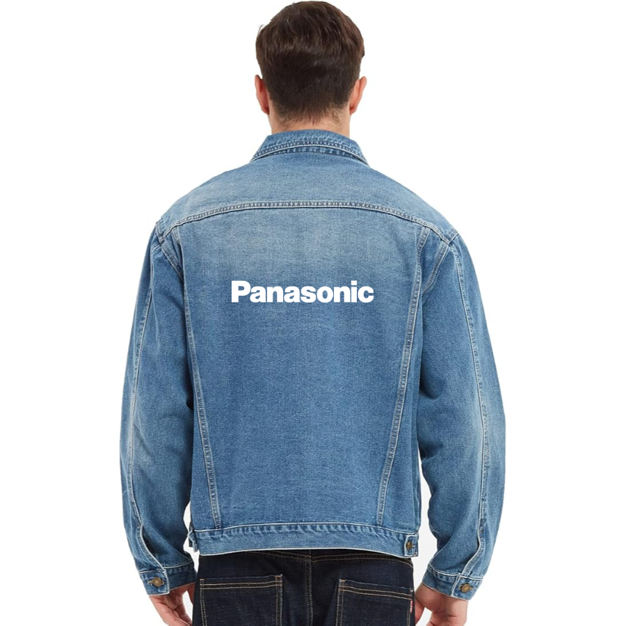 Men's Panasonic Vintage Distressed Denim Jacket Stylish Casual Jean Outerwear