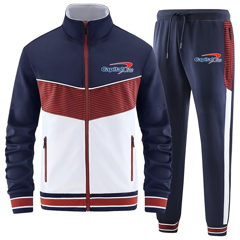 Men's Capital One ANOTWENER Casual 2 Piece Tracksuit Sets Long Sleeve Full Zip Jacket and Sweatpants Sport Outfits Sweatsuits