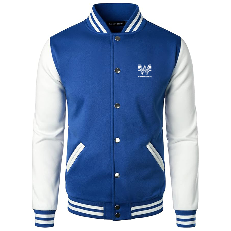 Men's What A Burger Varsity Baseball Jacket Cotton Blend Letterman Jackets