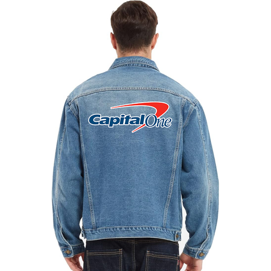 Men's Capital One Vintage Distressed Denim Jacket Stylish Casual Jean Outerwear
