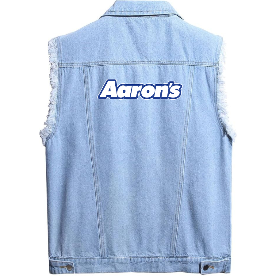 Men's Aarons Sleeveless Distressed Denim Vest Rugged Black Jean Jacket