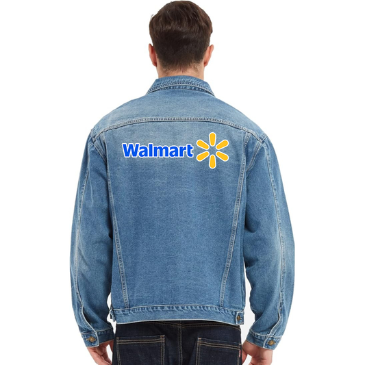 Men's Walmart Vintage Distressed Denim Jacket Stylish Casual Jean Outerwear
