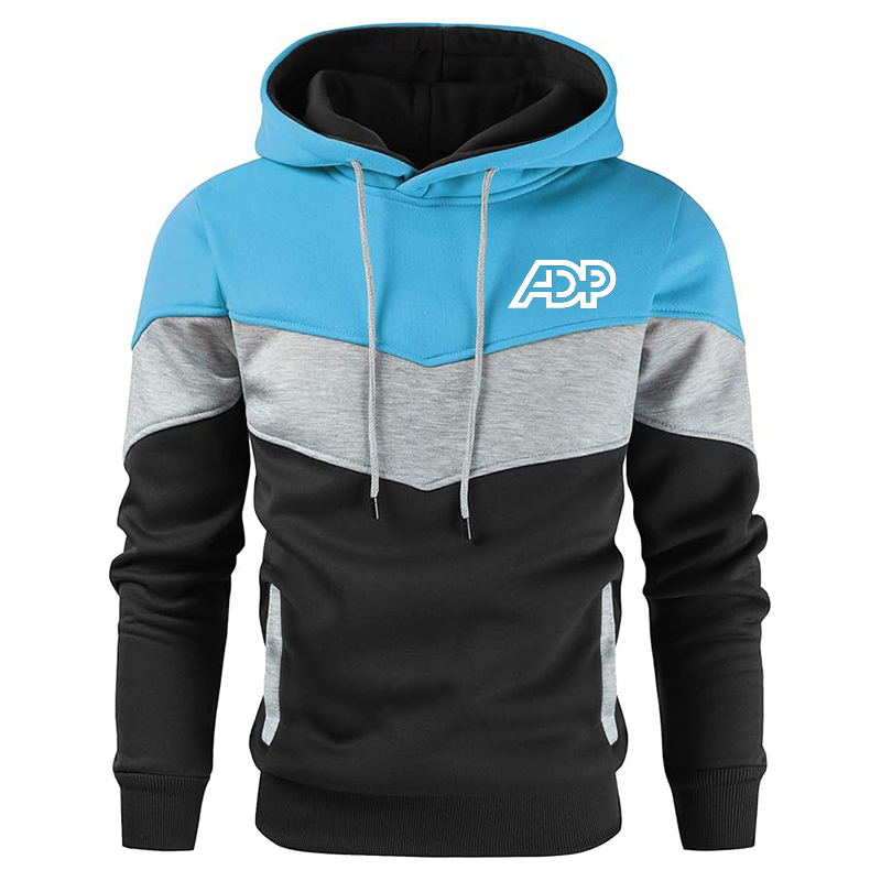 Men's ADP Gesean Novelty Color Block Pullover Fleece Hoodie Long Sleeve Casual Sweatshirt with Pocket