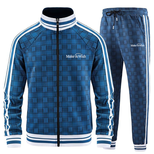 Men's Make-A-Wish Tracksuits Full-zip Long Sleeve Plaid Track Jackets and Pants 2 Piece