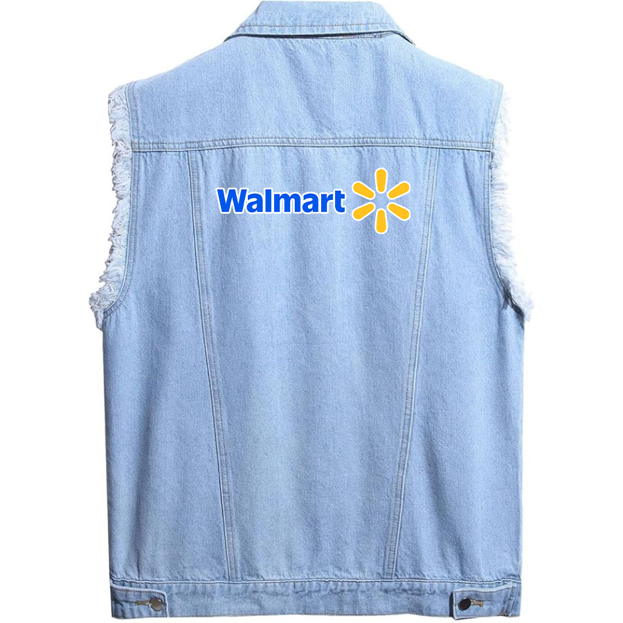 Men's Walmart Sleeveless Distressed Denim Vest Rugged Black Jean Jacket