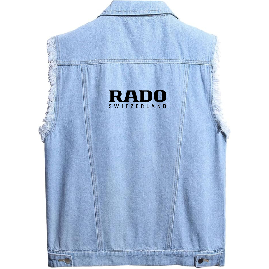 Men's Rado Sleeveless Distressed Denim Vest Rugged Black Jean Jacket
