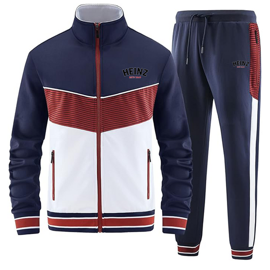 Men's HEINZ ANOTWENER Casual 2 Piece Tracksuit Sets Long Sleeve Full Zip Jacket and Sweatpants Sport Outfits Sweatsuits