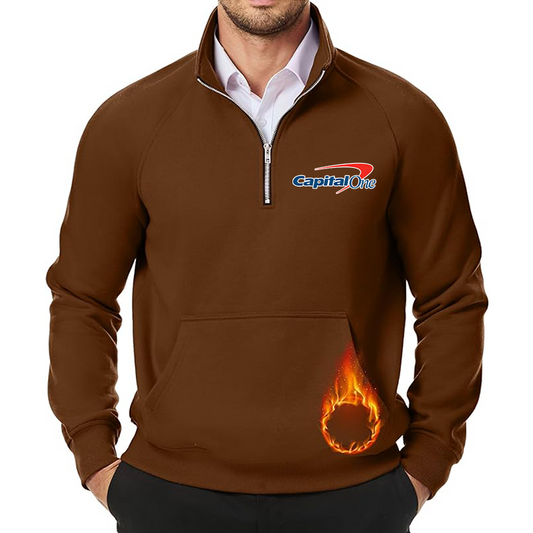 Men's Capital One JMIERR  Quarter Zip Pullover Heavy Sweatshirts Warm Fleece Sweatshirt Polo