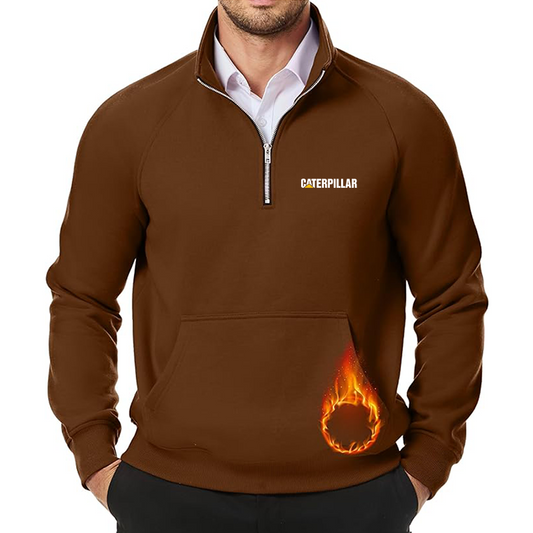 Men's Caterpillar JMIERR  Quarter Zip Pullover Heavy Sweatshirts Warm Fleece Sweatshirt Polo