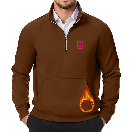 Men's T-Mobile JMIERR  Quarter Zip Pullover Heavy Sweatshirts Warm Fleece Sweatshirt Polo