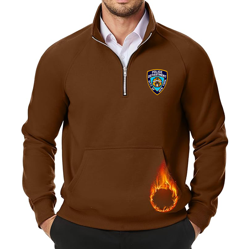 Men's NYPD JMIERR  Quarter Zip Pullover Heavy Sweatshirts Warm Fleece Sweatshirt Polo