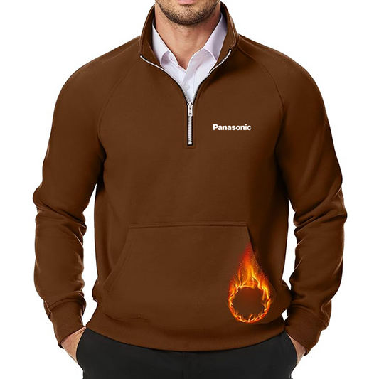 Men's Panasonic JMIERR  Quarter Zip Pullover Heavy Sweatshirts Warm Fleece Sweatshirt Polo
