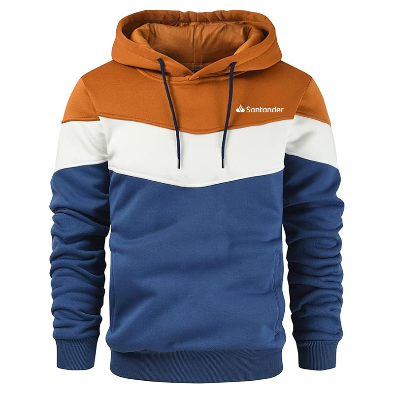 Men's Santander  Gesean Novelty Color Block Pullover Fleece Hoodie Long Sleeve Casual Sweatshirt with Pocket