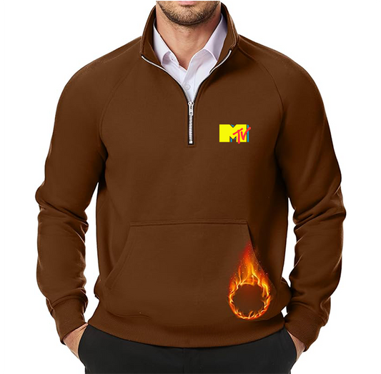 Men's M.T.V JMIERR  Quarter Zip Pullover Heavy Sweatshirts Warm Fleece Sweatshirt Polo